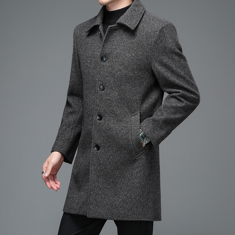 Men's Windbreaker Young And Middle-aged Solid Color Mid-length