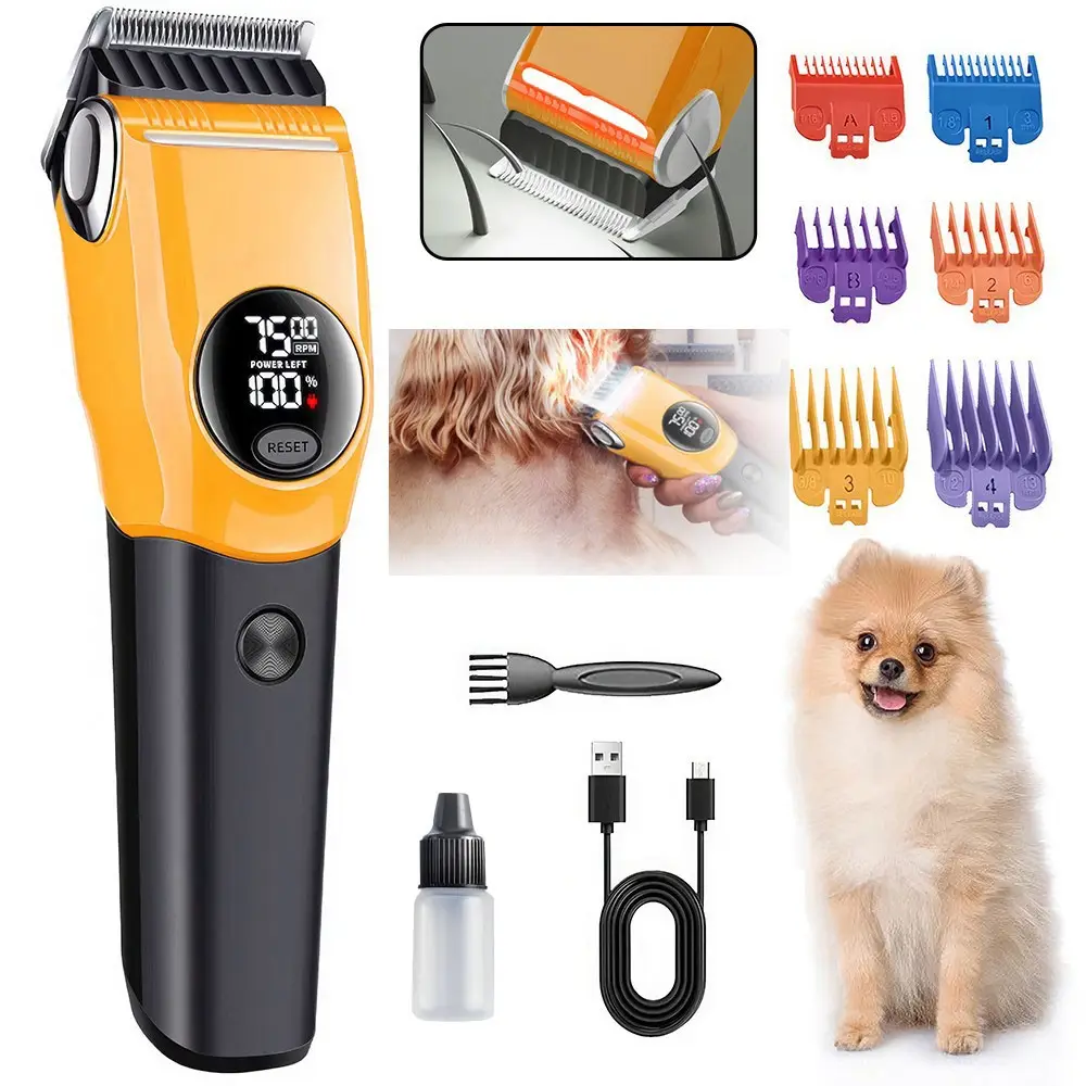 LCD Professional Dog Clippers Cordless Pet Trimmer