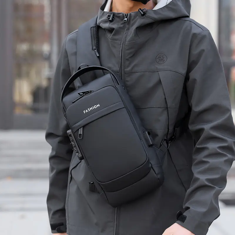 Password Lock Men's Leisure Bag with Large Capacity