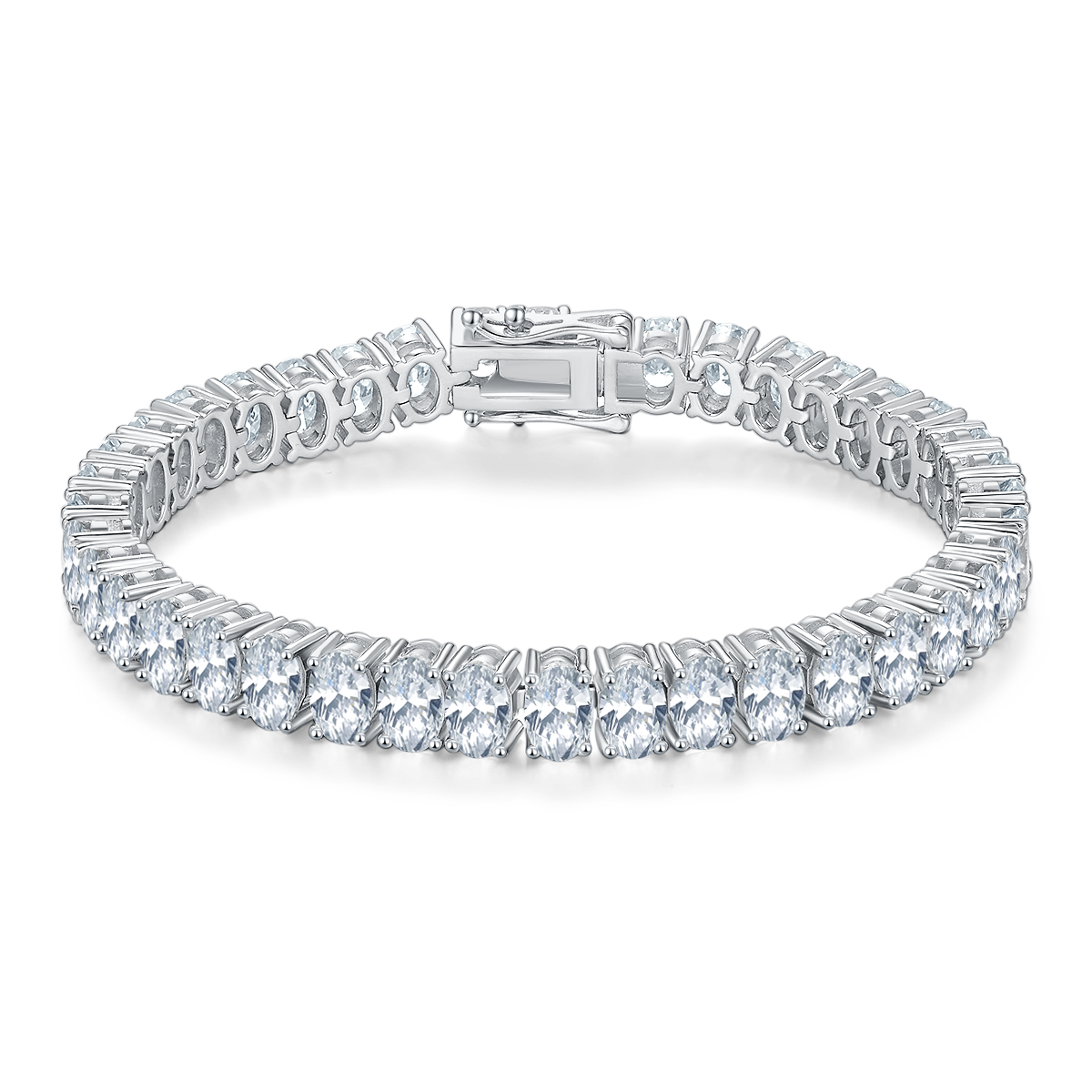 S925 Sterling Silver 6x4mm Oval Cut Moissanite Tennis Bracelet D Color VVS1 16-18-20cm GRA Certified Platinum Plated Gift Box
