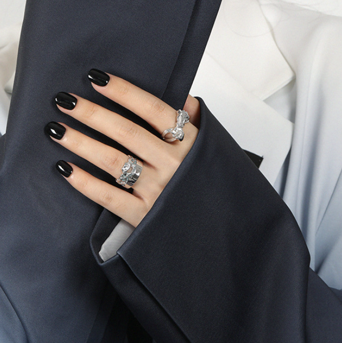 Drop Glaze Texture S925 Sterling Silver Ring