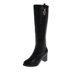 Autumn And Winter Thick Heel High Heel Pointed High Boots Women Black All-match Knight Boots - Black - View 1