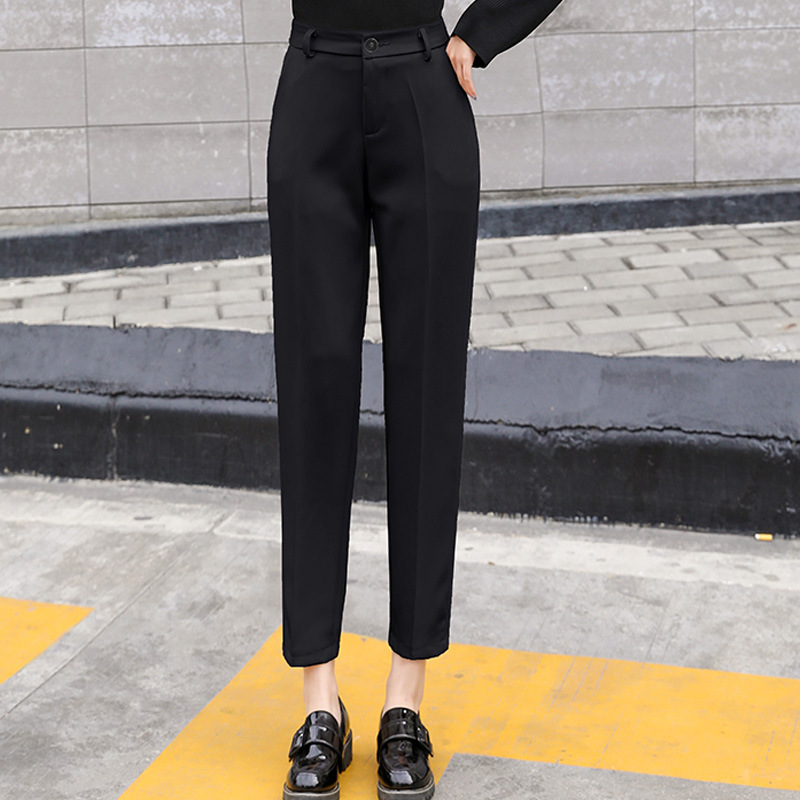 Women High Waist Straight Leg Pants Casual Korean Version