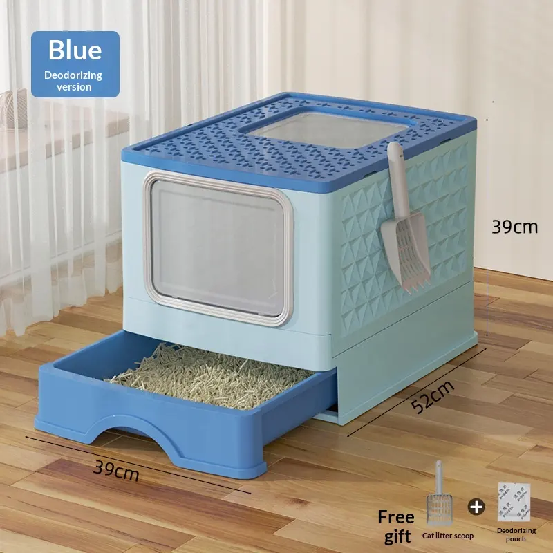 Extra-large Fully Enclosed Drawer-Type Foldable Cat Litter