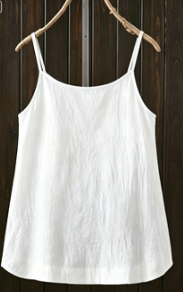 White Cotton-Linen Camisole With Dragonfly Embroidery