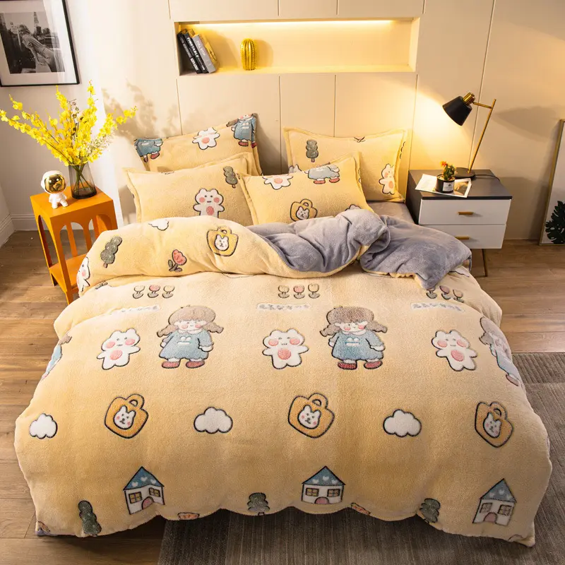 Four-piece Bedding With Velvet Sheets To Keep