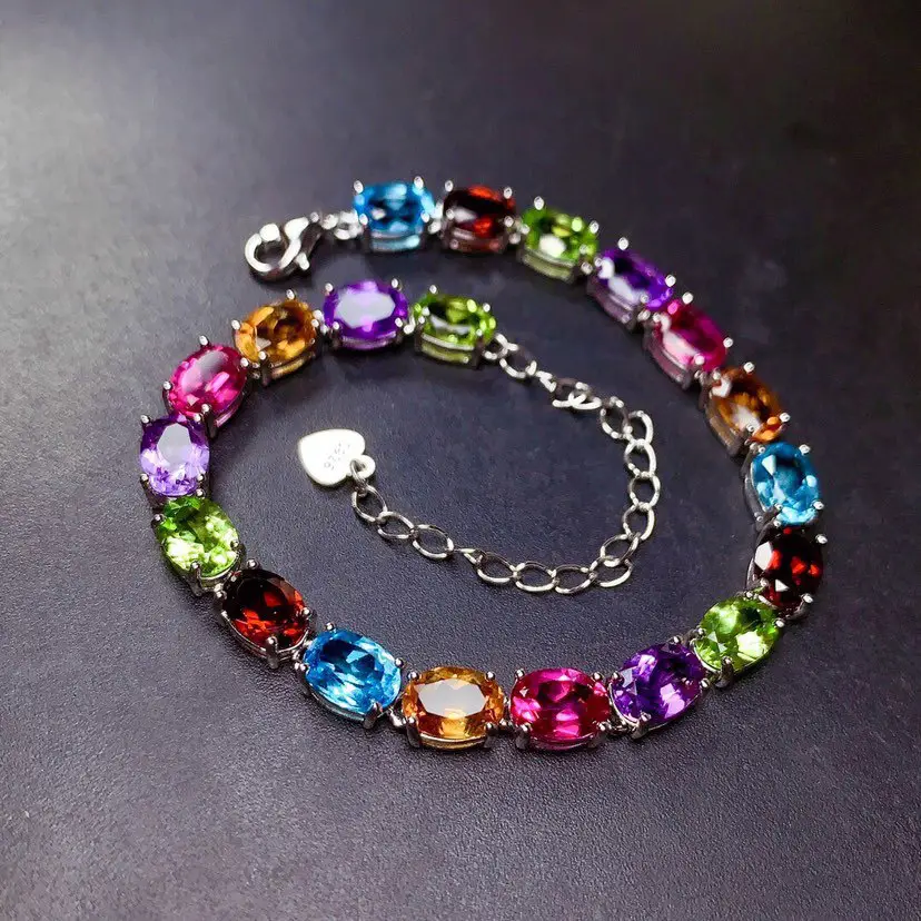 Women's Simulation Rainbow Colorful Tourmaline Treasure Bracelet