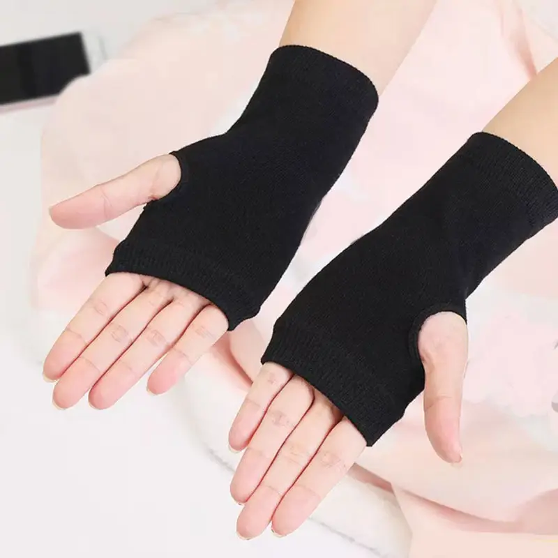 Winter Cotton Gloves Half Finger Sports Fingerless Knitted