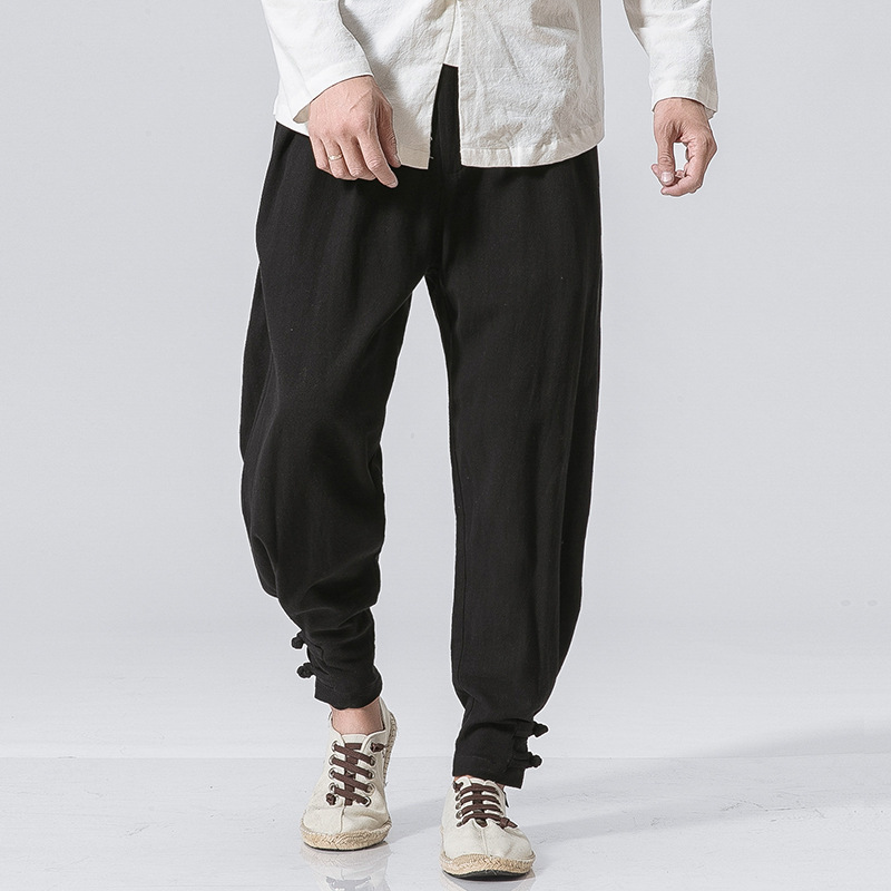 Title 6, Pantaloni Harem larghi in lino e cotone casual ...