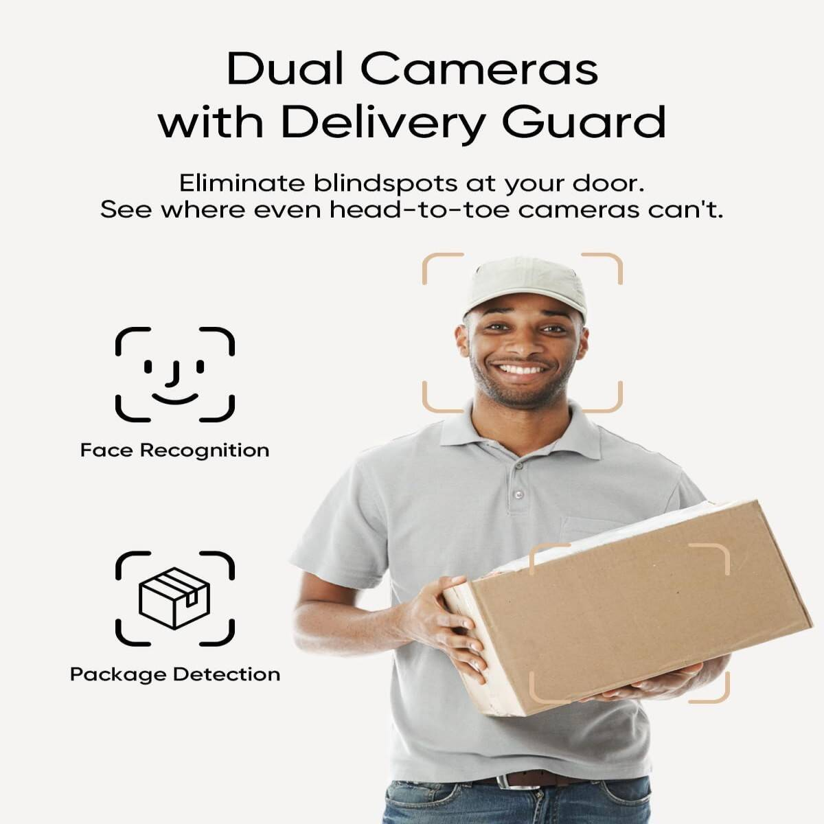 Security Video Doorbell - Dual Camera 2K HD With Delivery Guard, Colour Night Vision, No Subscription - Alexa Compatible