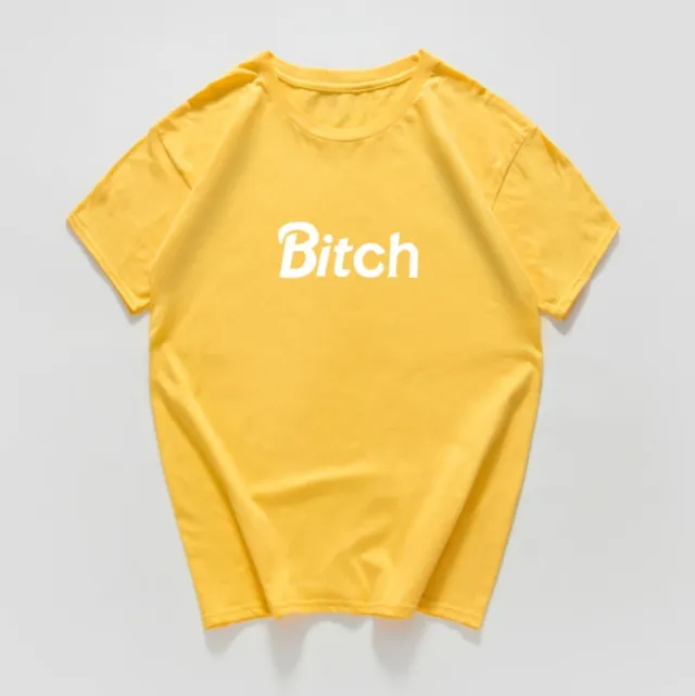 Fashion Women's Letter Print Short Sleeve T Shirt Yellow - Shop at LoveMi