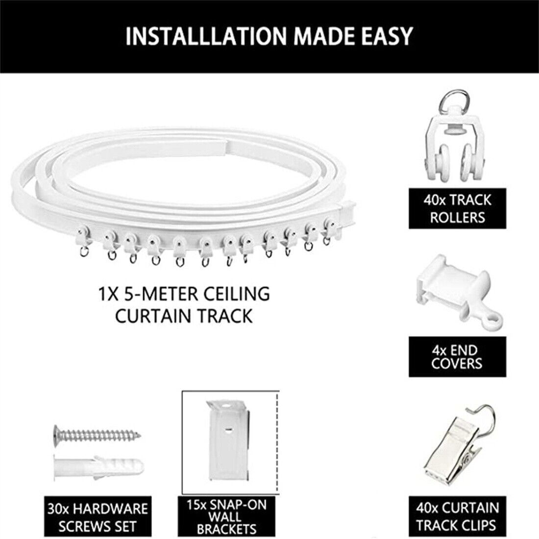 NEW 5M Bendable Flexible Curtain Track Rod Rail Ceiling Window Caravan Straight — image 9