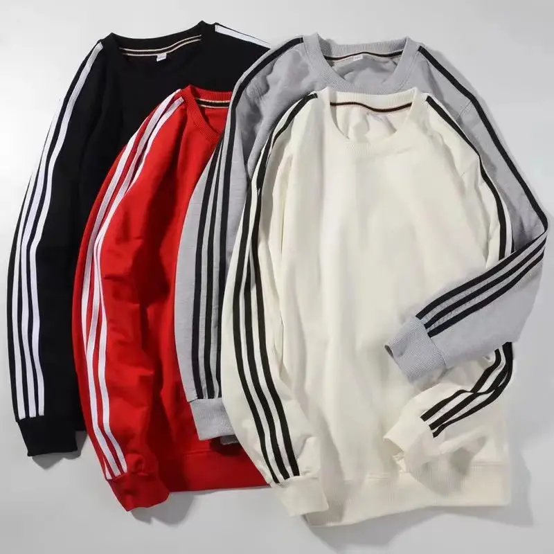 Men's New Sportswear Three-bar Round Neck Long-sleeved Top