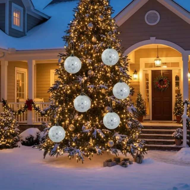 Set 3.9in Christmas Glass Ball Ornaments Tree Hanging Decor Holiday Home Party Set White - Shop at LoveMi