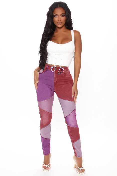 Title 3, Nouveau Pantalon Casual Patchwork Bicolore Conf...