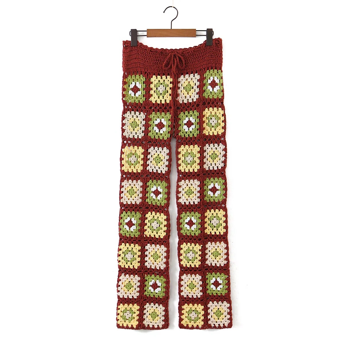 Women's Colorful Floral Pattern Hand Crochet Trousers Floral - Shop at LoveMi