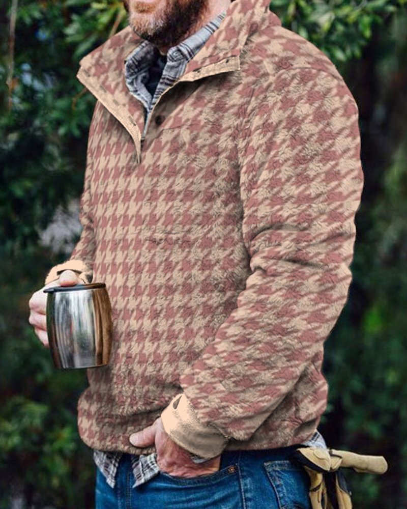 Autumn And Winter Casual Button Pocket Flannel Plush Men's Sweater