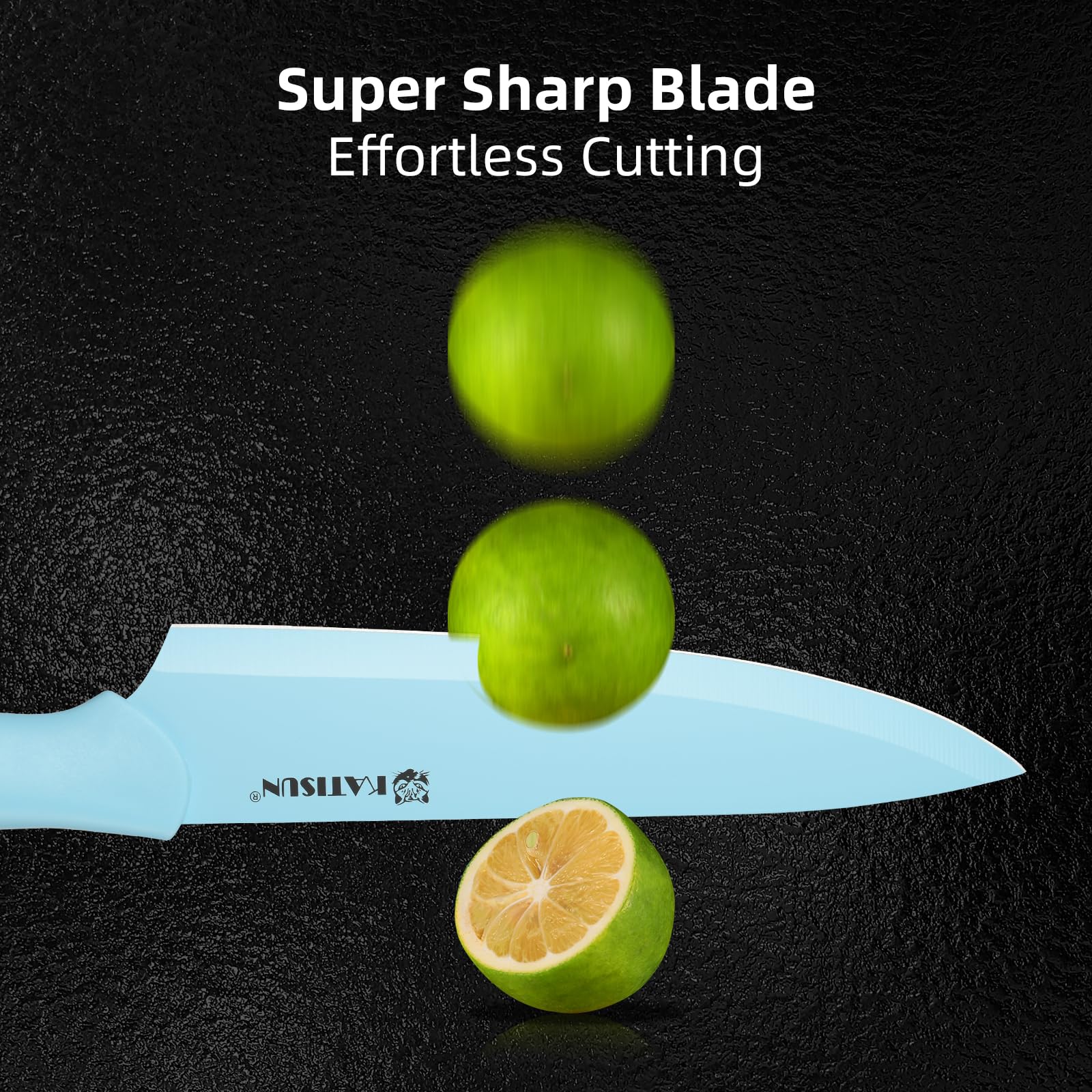 Kitchen Knife Set With Guards, 13 Piece Blue Non-Stick Stainless Steel Boxed Knives Set, Anti-Rust And Dishwasher Safe, 6 Knives With 6 Blade Covers And Kitchen Shears 6