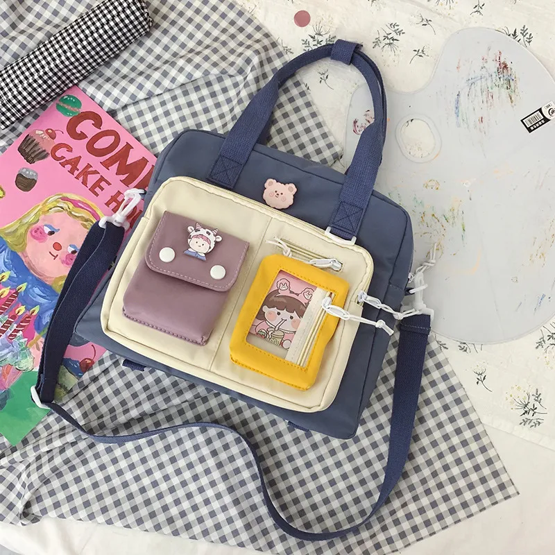 New Women's Large Capacity Cute Literary Handbag - Blue