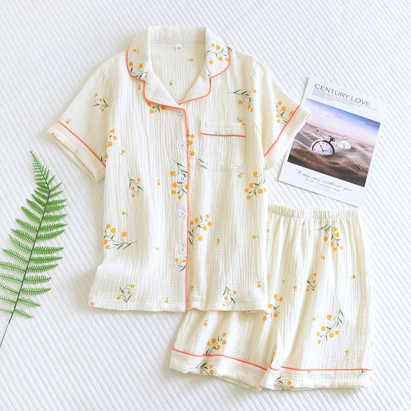Women's Summer Cotton Short Sleeve Suit