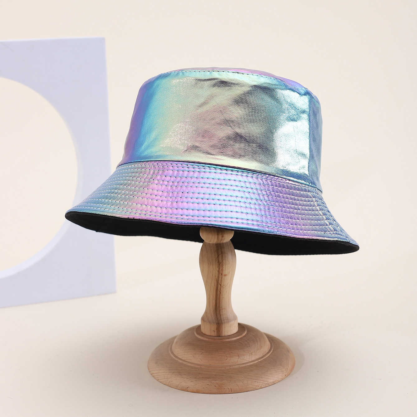 Solid-color Light Board PU Leather Personalized And Fashionable Wide-brimmed Sun Hat For Street Shopping And Outdoor Activities