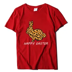 European And American Women's Easter Bunny Printed Short Sleeves - Red - View 1