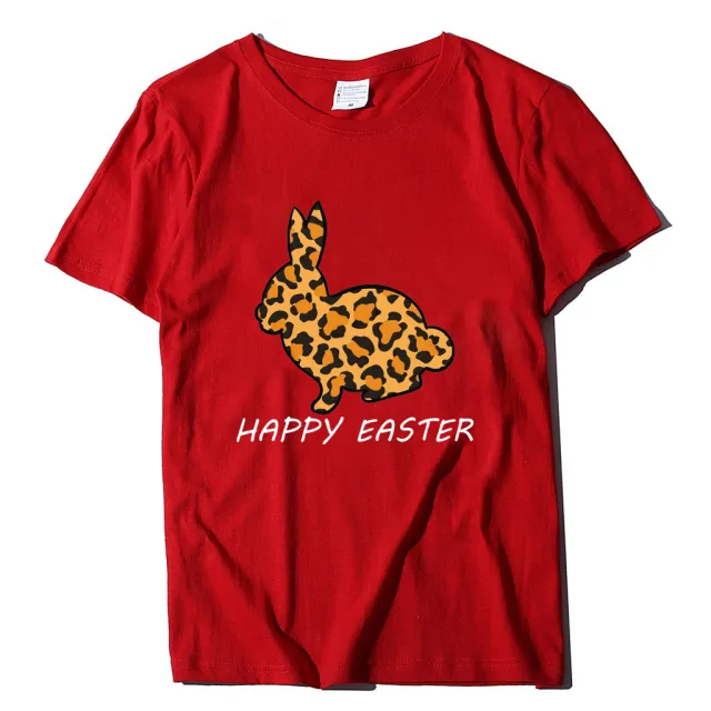 European And American Women's Easter Bunny Printed Short Sleeves Red - Shop at LoveMi