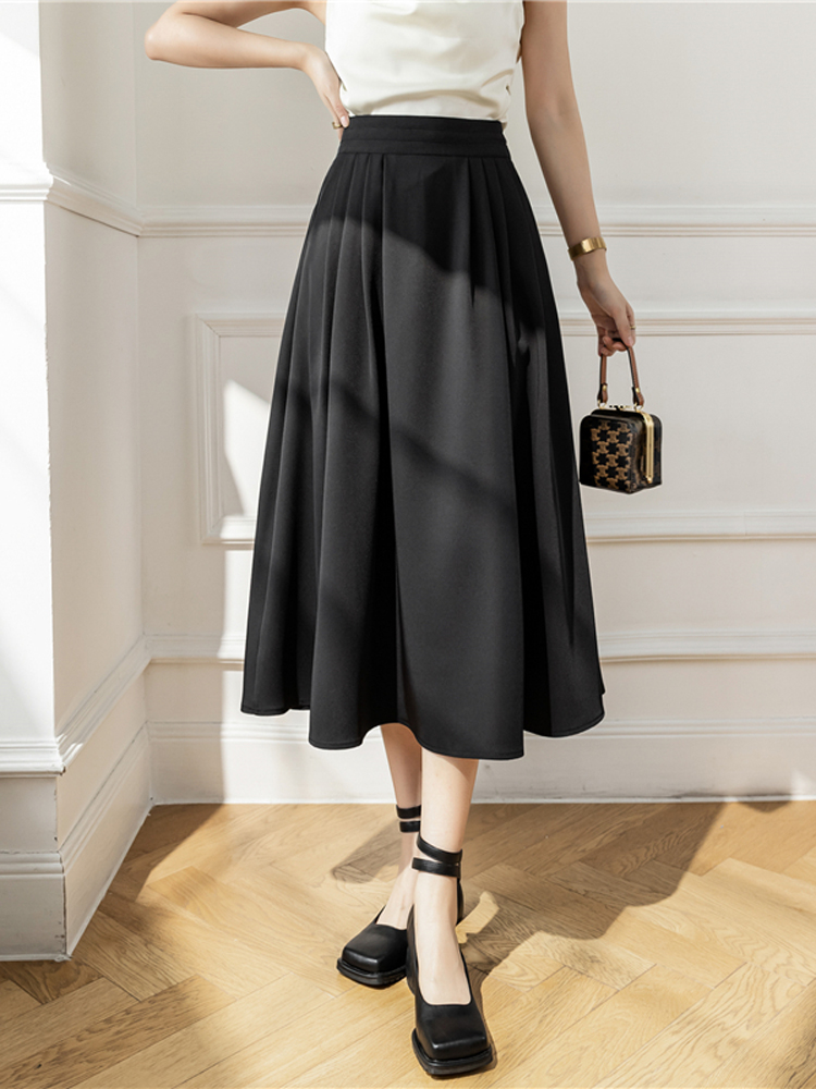 Khaki Skirt Women's High Waist Mid Length Slim