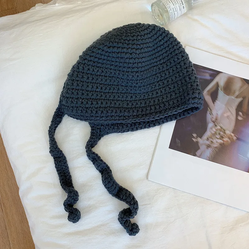 Cute Wool Hat Women All Match Retro - Dark Grey
