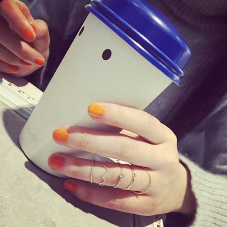 Five-piece Diamond Wave Brushed Ring Personalized Set