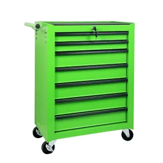 7-Drawer Rolling Tool Storage Cabinet With Detachable Top Tool Box, Universal Lockable Wheels, Adjustable Shelf, Locking Mechanism, Metal Tool Cart For Garage Workshop,Leaf Bright 