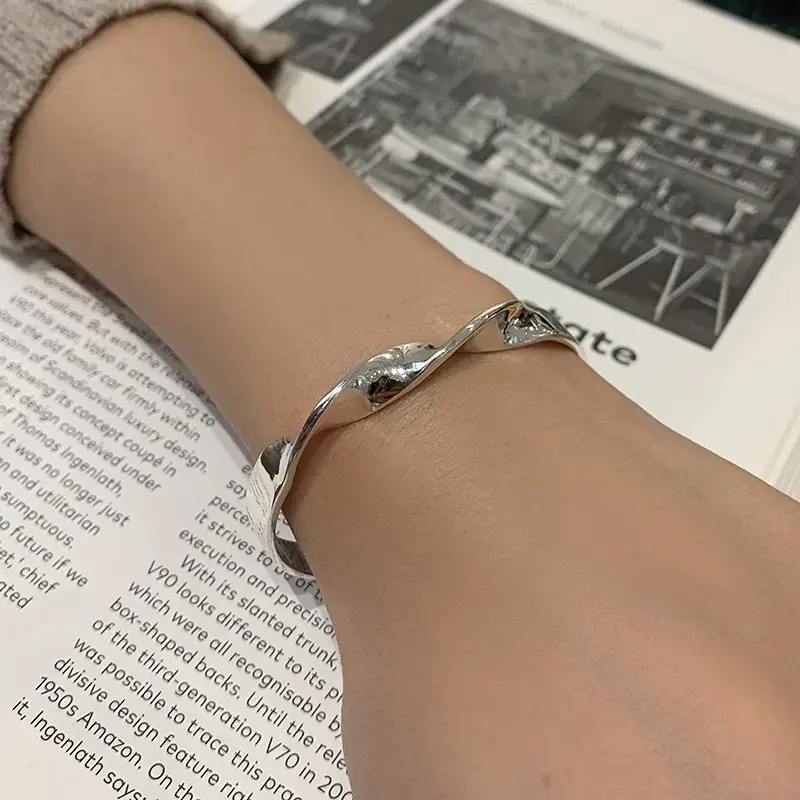 Women's Irregular Twist Sterling Silver Bracelet