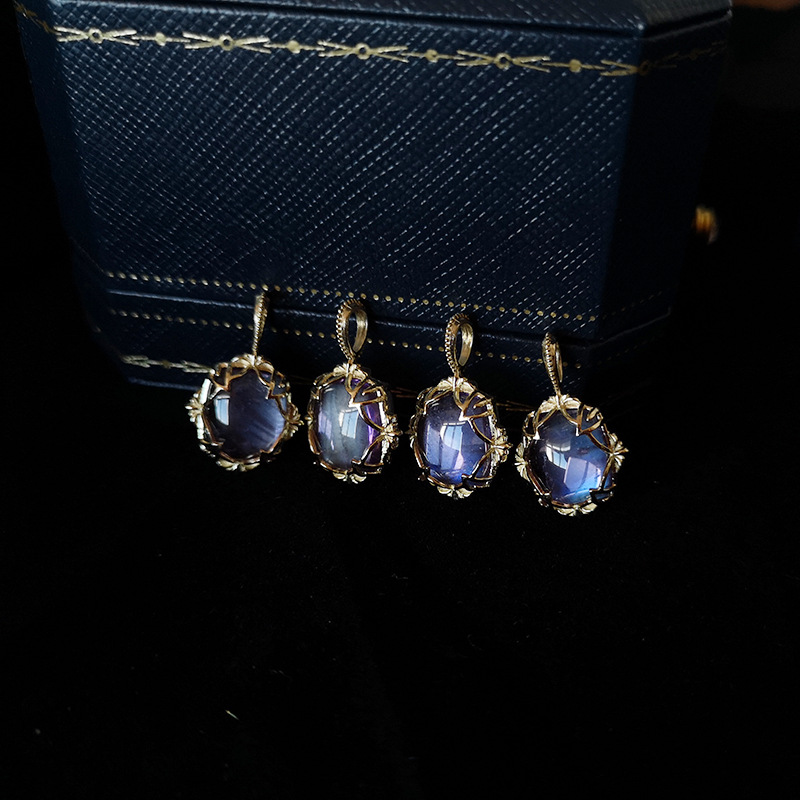 Title 5, Double-sided Natural Labradorite Amethyst Pendant