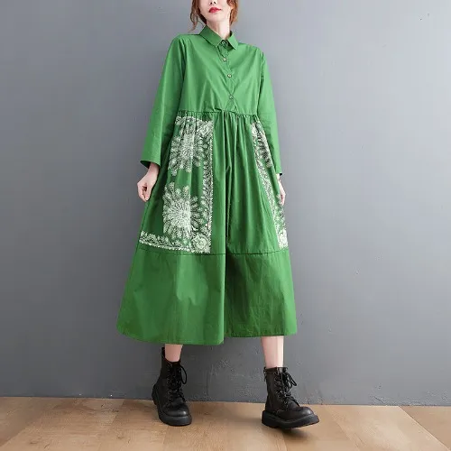 Big Plus Size MM Loose Long Dress Green - Shop at LoveMi