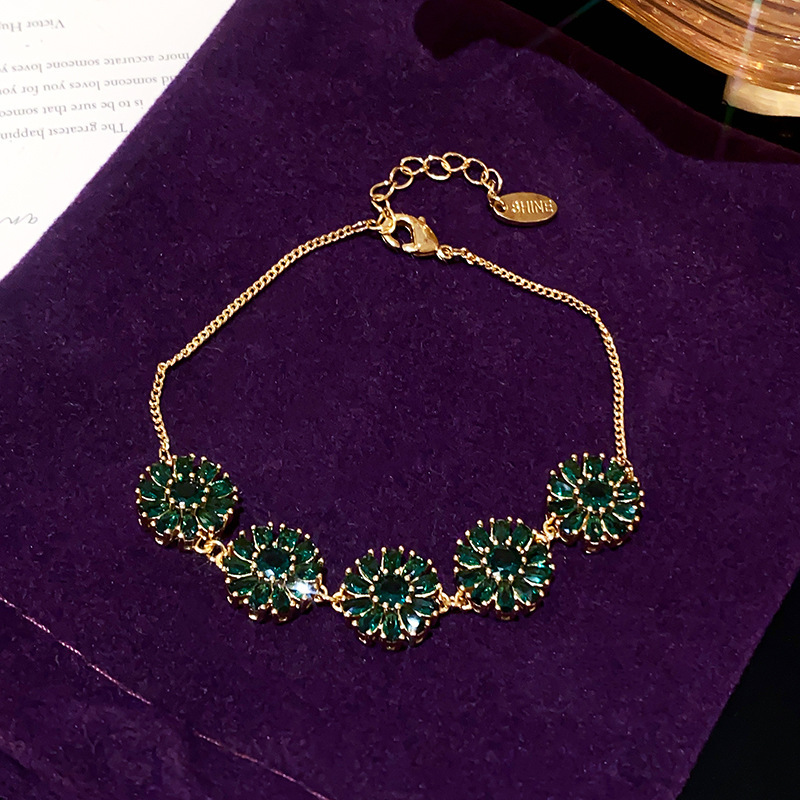 French Style Oval Zircon Bracelet Hypoallergenic Sweet Bangle Tarnish Free Wrist Jewelry