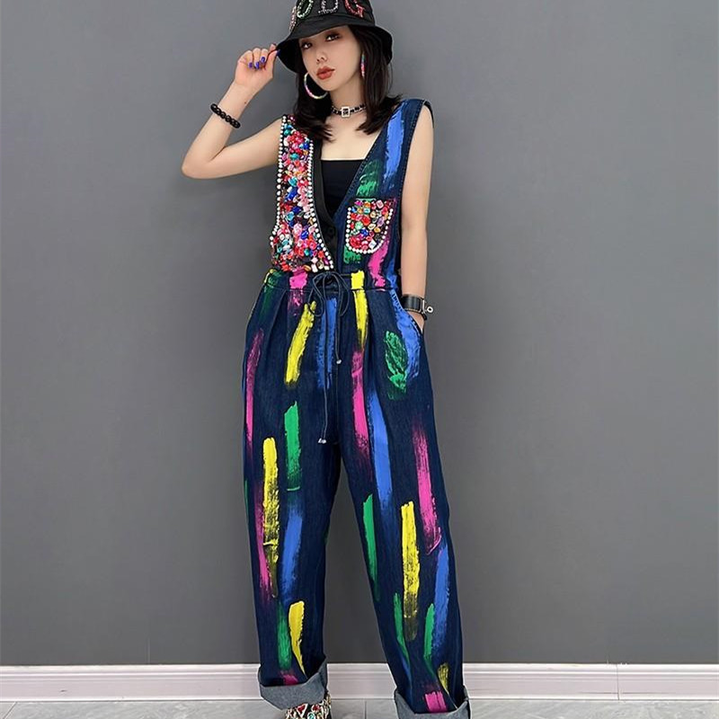 Women’s Fashion Sleeveless One-piece Strappy Pants