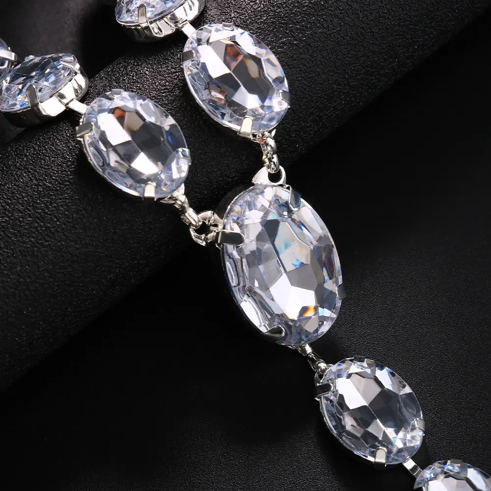 New Full Diamond Long Tassel Necklace Temperament Trend