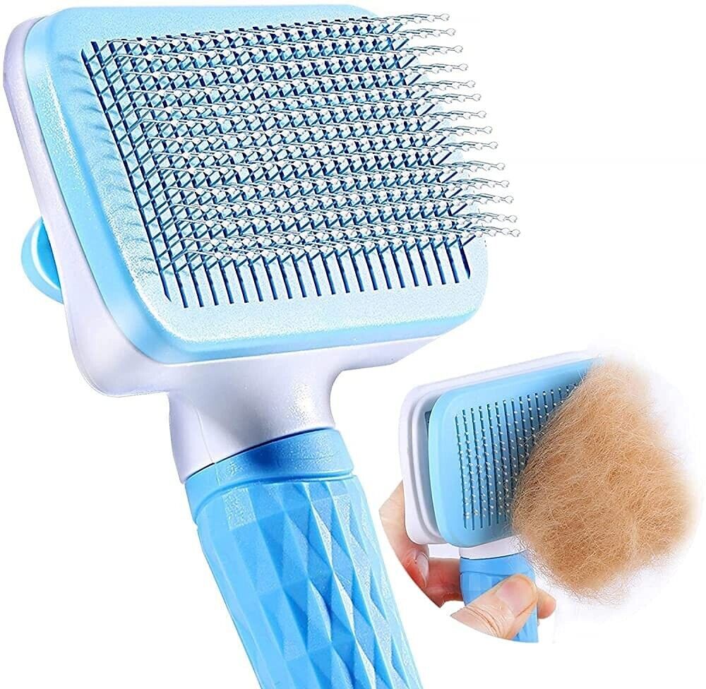 Pet Grooming Undercoat Rake Brush Comb. we ship only inside the US, USPS First Class Package 2 Day Handling , 2-5 Day Shipping. Self Cleaning Slicker Brush,Dog Brush & Cat Brush with Massage Particles,Removes Loose Hair & Tangles by KT Deals Self Cleaning