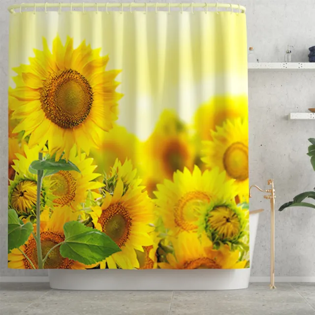 Sunflower Printed Shower Curtain Floor Mat Four Piece Set P - Shop at LoveMi