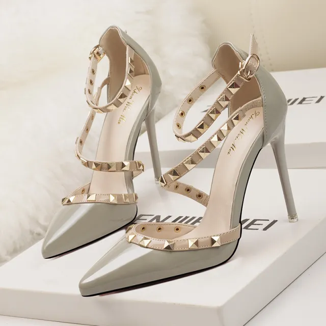 Women's Shallow Pointed Toe Stiletto High Heels Grey - Shop at LoveMi