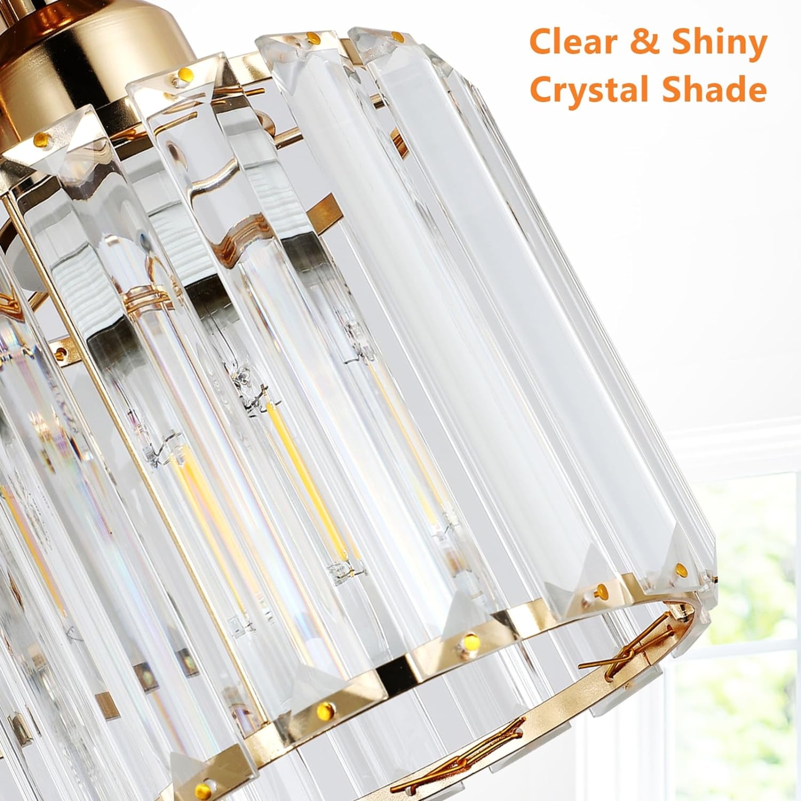 Modern Semi Flush Mount Ceiling Light,3-Light Crystal Close To Ceiling Light Fixtures,Golden Kitchen