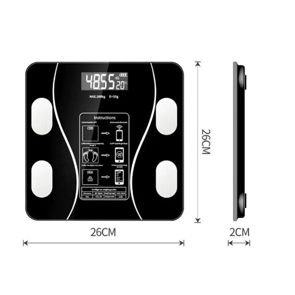 Body Fat Scale 180 Kg Bluetooth Smart BMI Digital Wireless Bathroom Scale