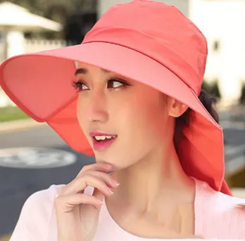Large Brim UV Protection Hat Sun Folding Cycling Beach Orange Red - Shop at LoveMi