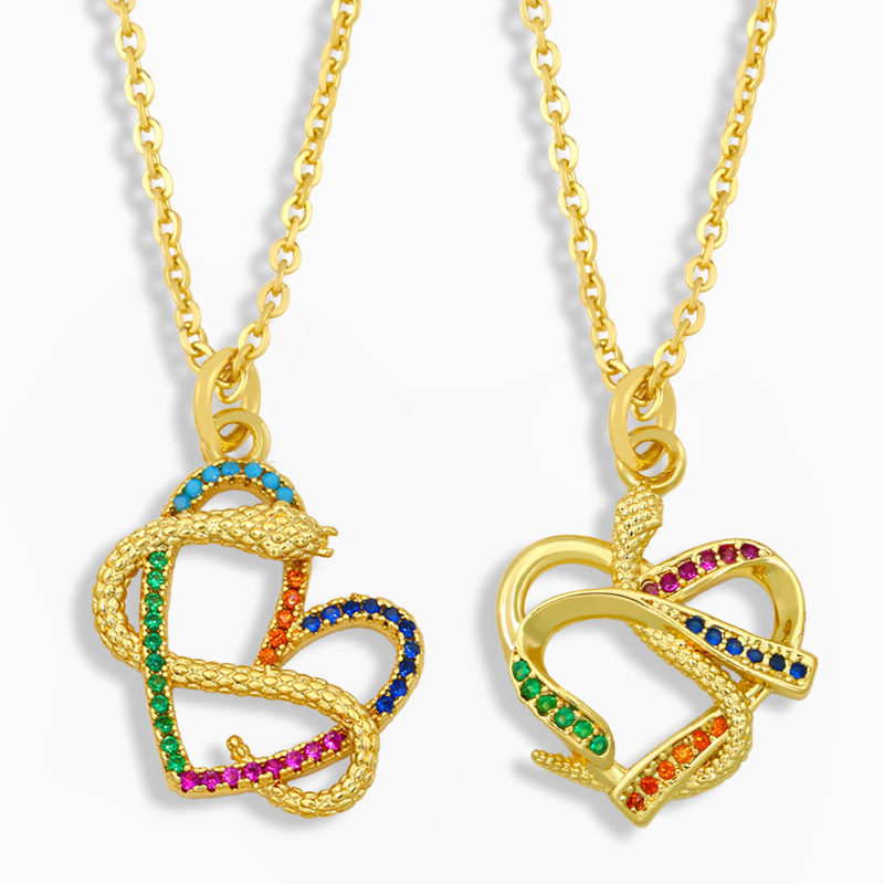 Jewelry Snake Love Necklace With Colored Zircon Necklace