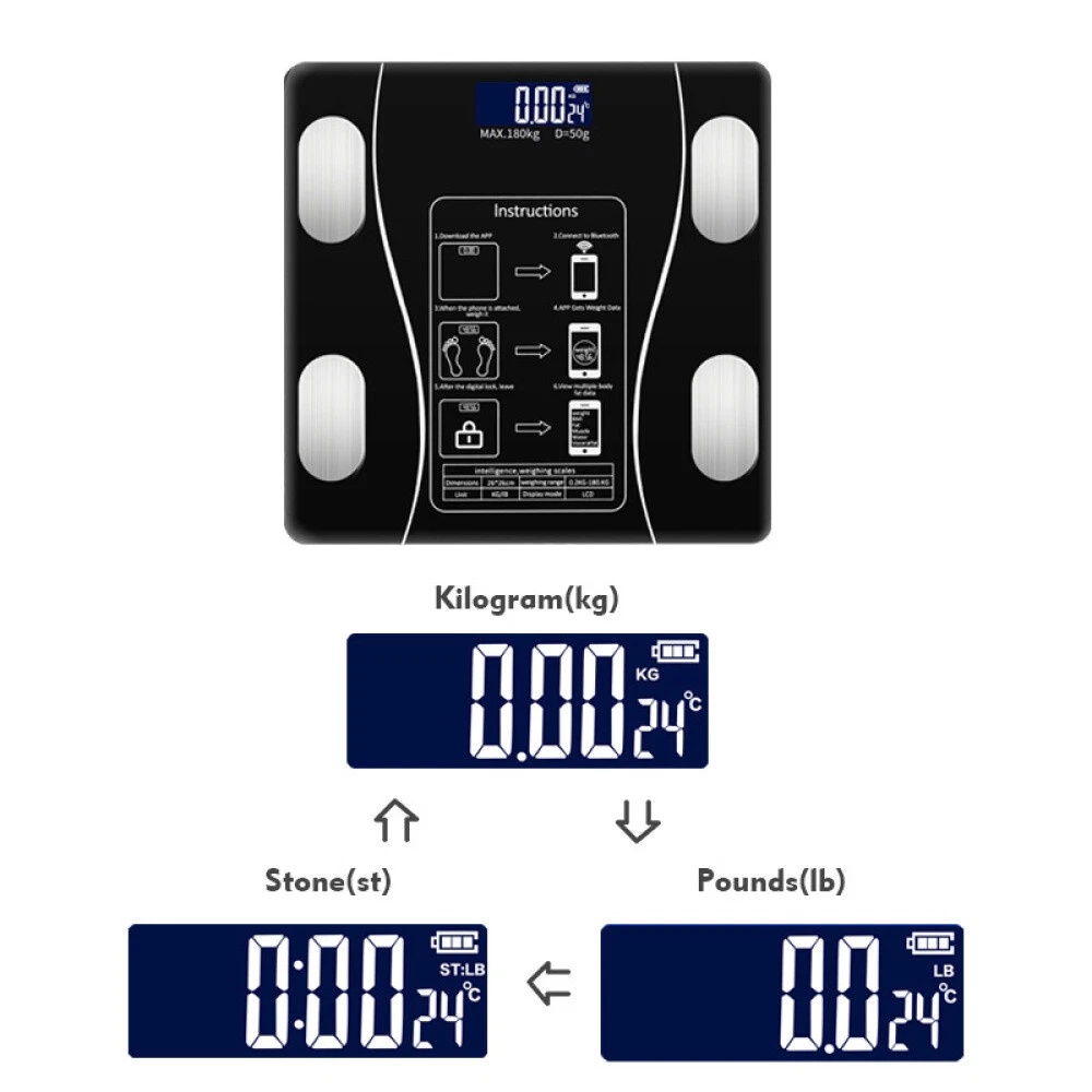 Body Fat Scale 180 Kg Bluetooth Smart BMI Digital Wireless Bathroom — image 9