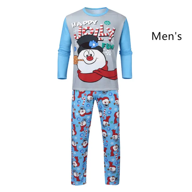 Christmas Parent child Printed Long Sleeve Pajamas Homewear Snowman - Shop at LoveMi