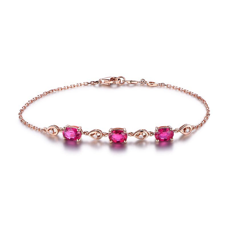 Title 7, Imitation Red Tourmaline Color Gem Bracelet