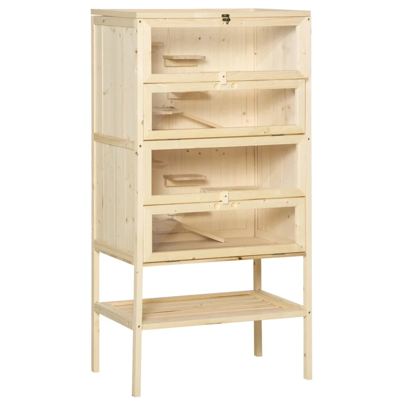 5-Tier Wooden Hamster Cage Mice Habitat Rat Habitat With Openable Top, Front Door And Storage Shelf