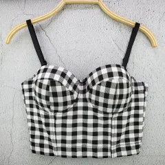 Retro Plaid Camisole French Niche Youth Self-cultivation All-match Strapless Women's Waistcoat - Black - View 1