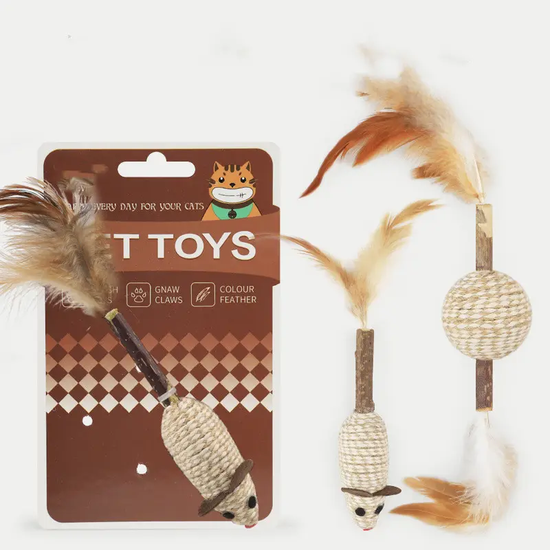 Pet Cat With Feather Polygonum Multiflorum Wearing